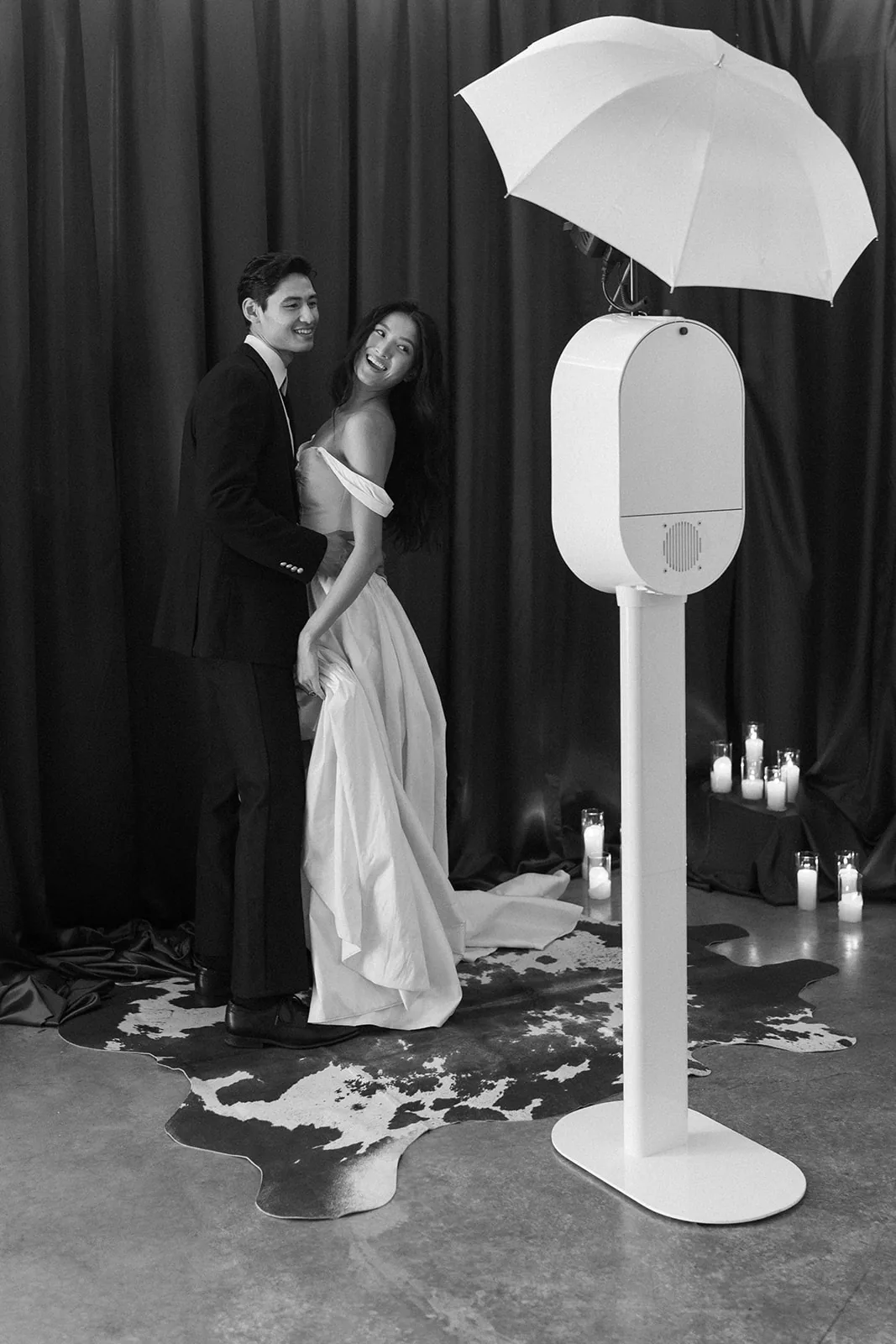 The photo booth set up with studio lighting in an event space