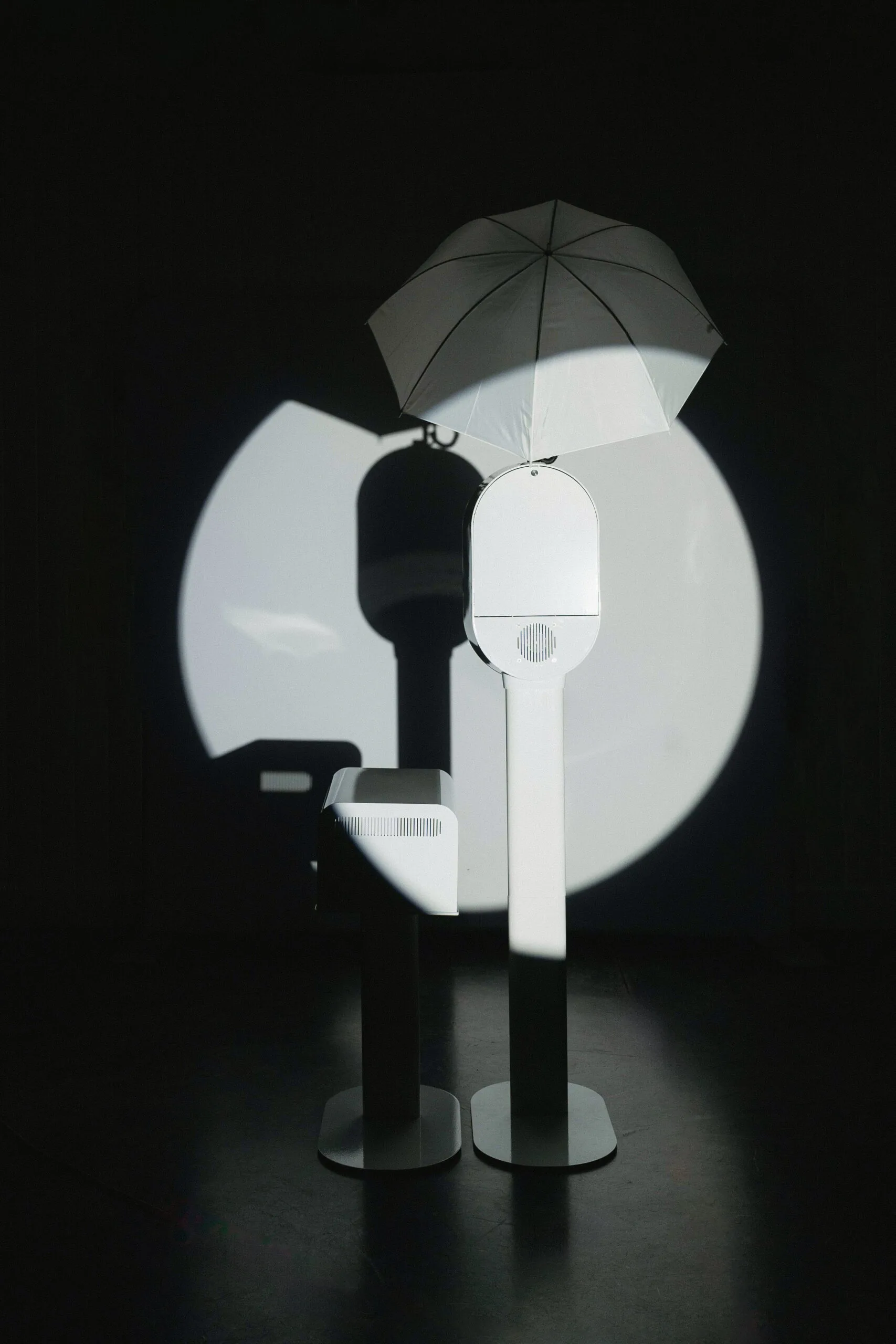 The Picture Perfect photo booth lit against a dark backdrop