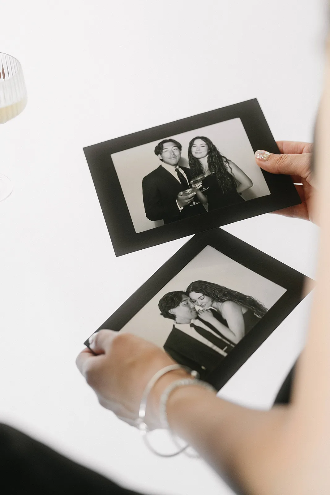 Keepsake photo booth prints laid out