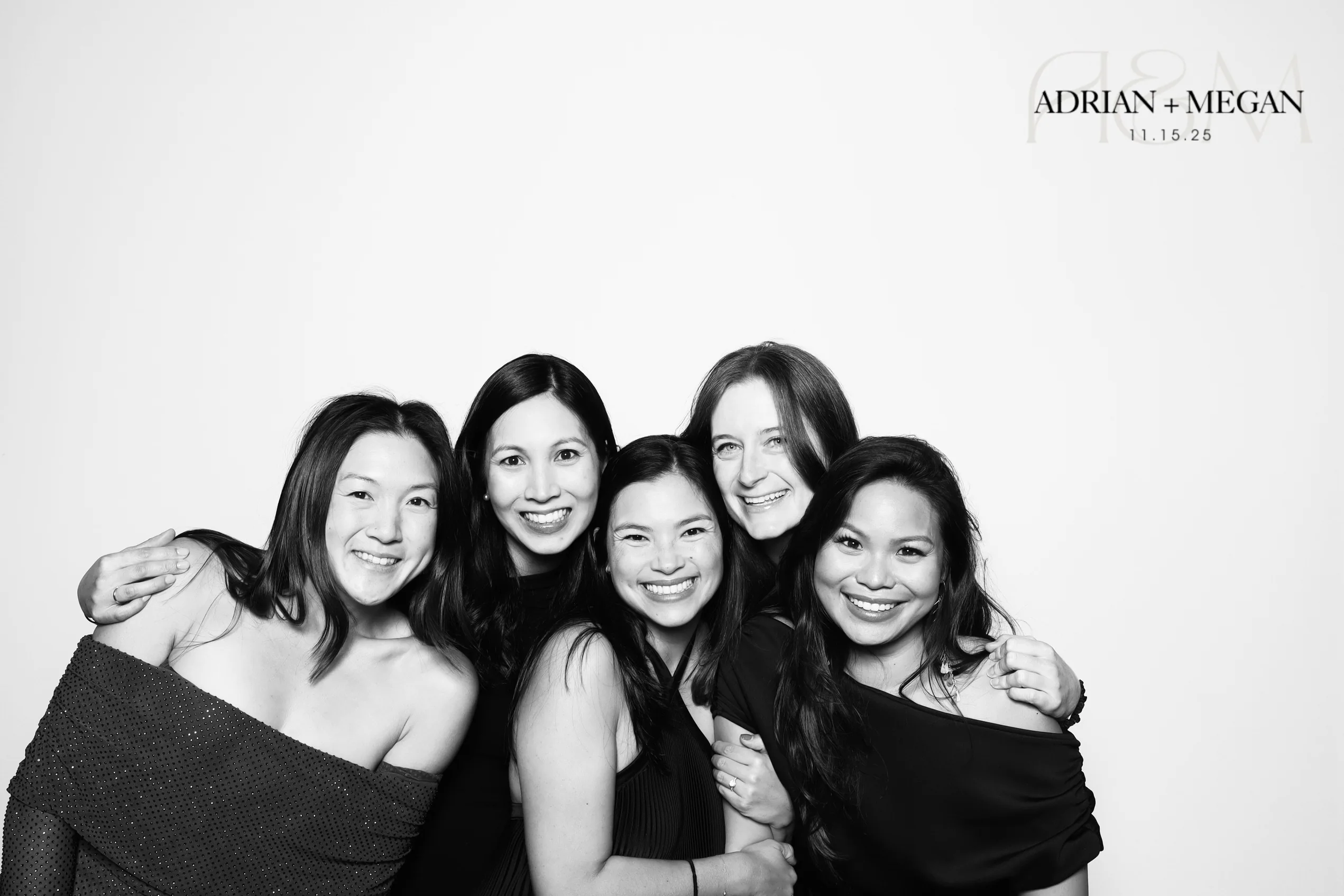 Five guests in the booth on a custom ADRIAN + MEGAN template